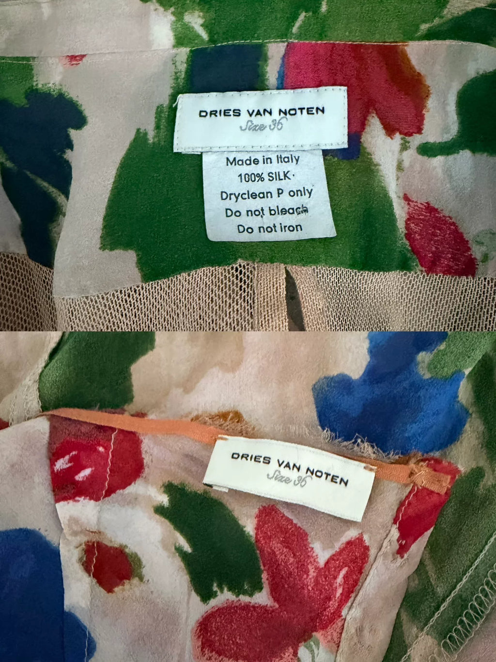Dries Van Noten 2001 Spring/Summer graffiti print top and skirt set