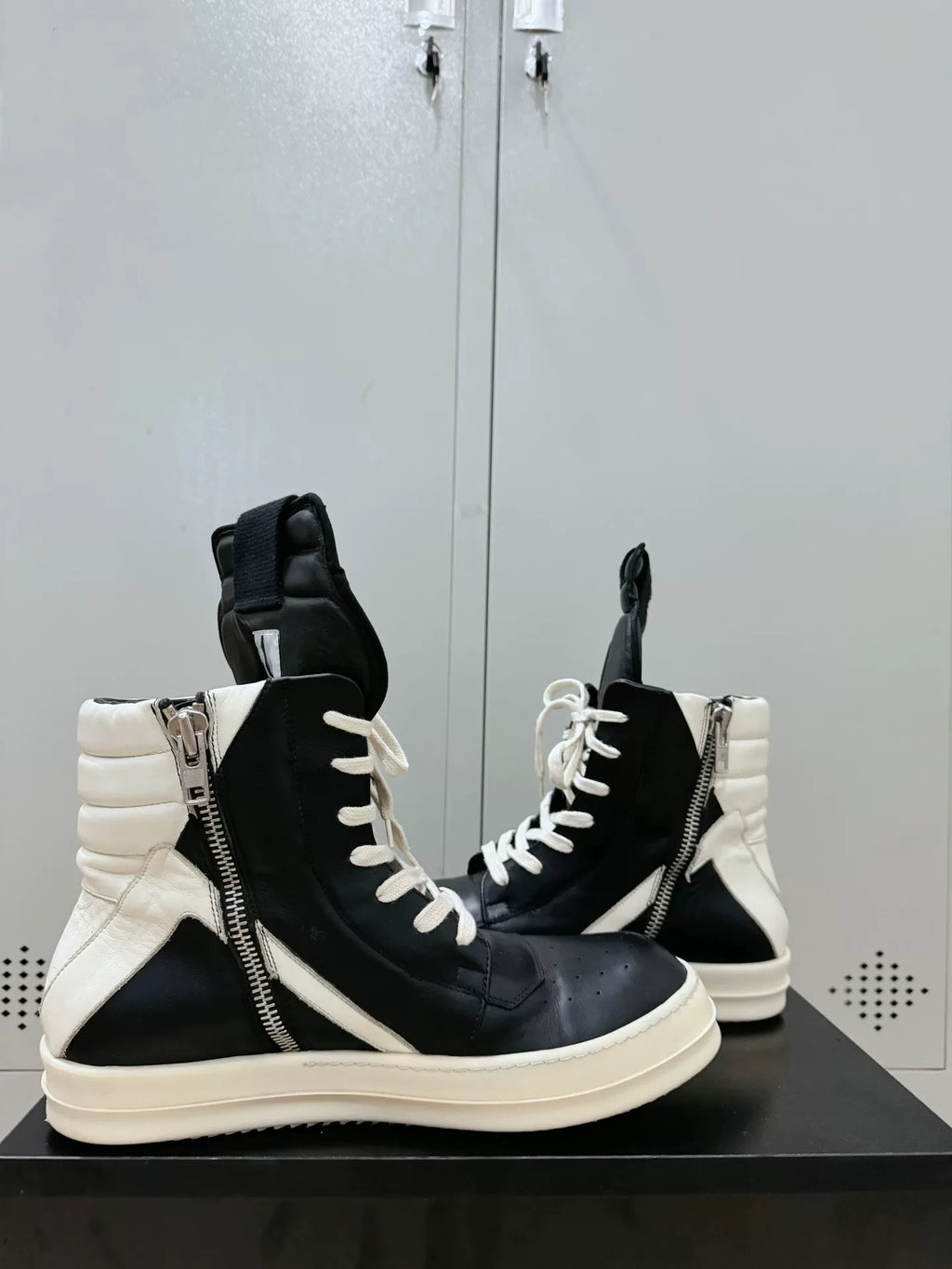 Rick Owens Black and White Inverted-Triangle Sneakers