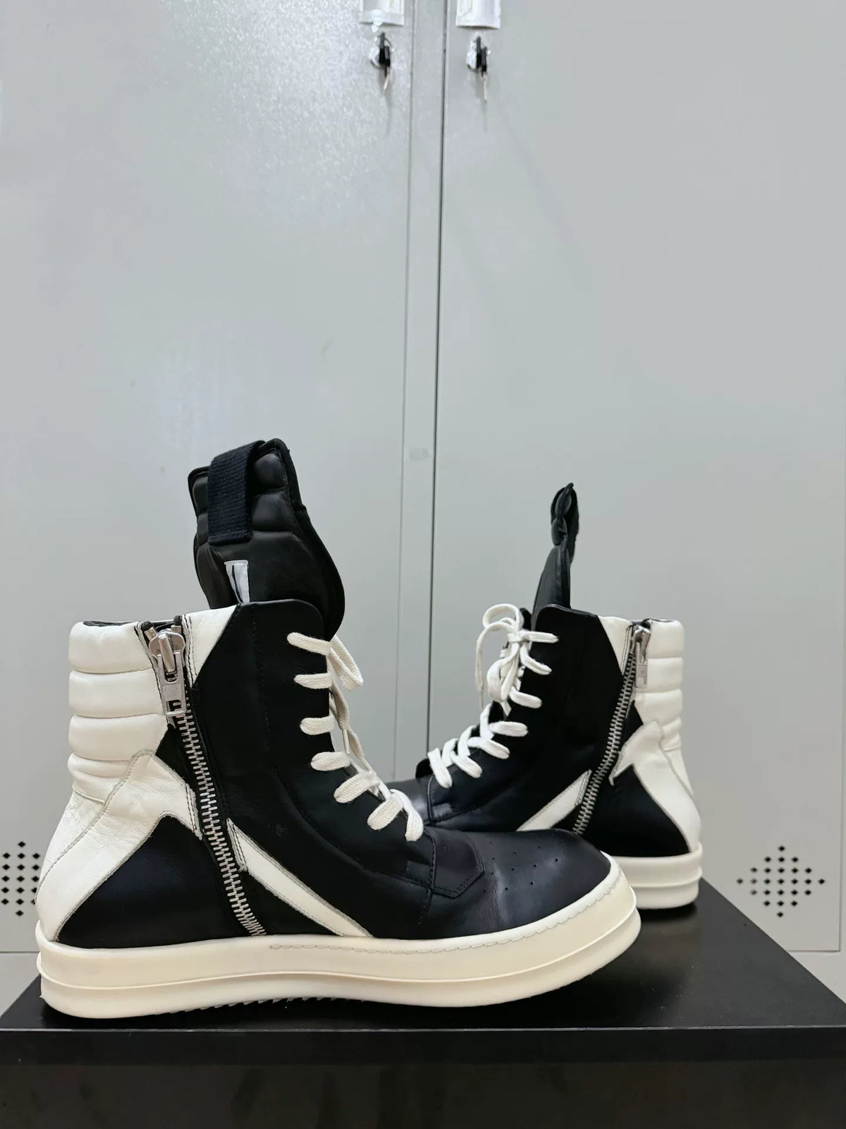 Rick Owens Black and White Inverted-Triangle Sneakers