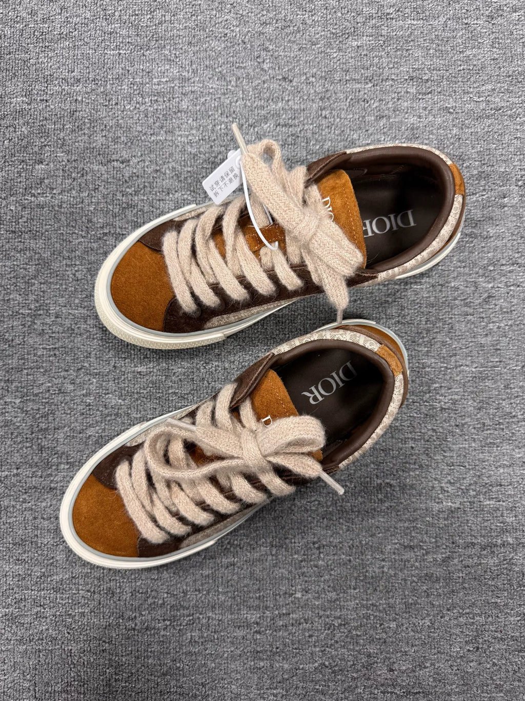 Dior B33 Brown White Leather Sneakers