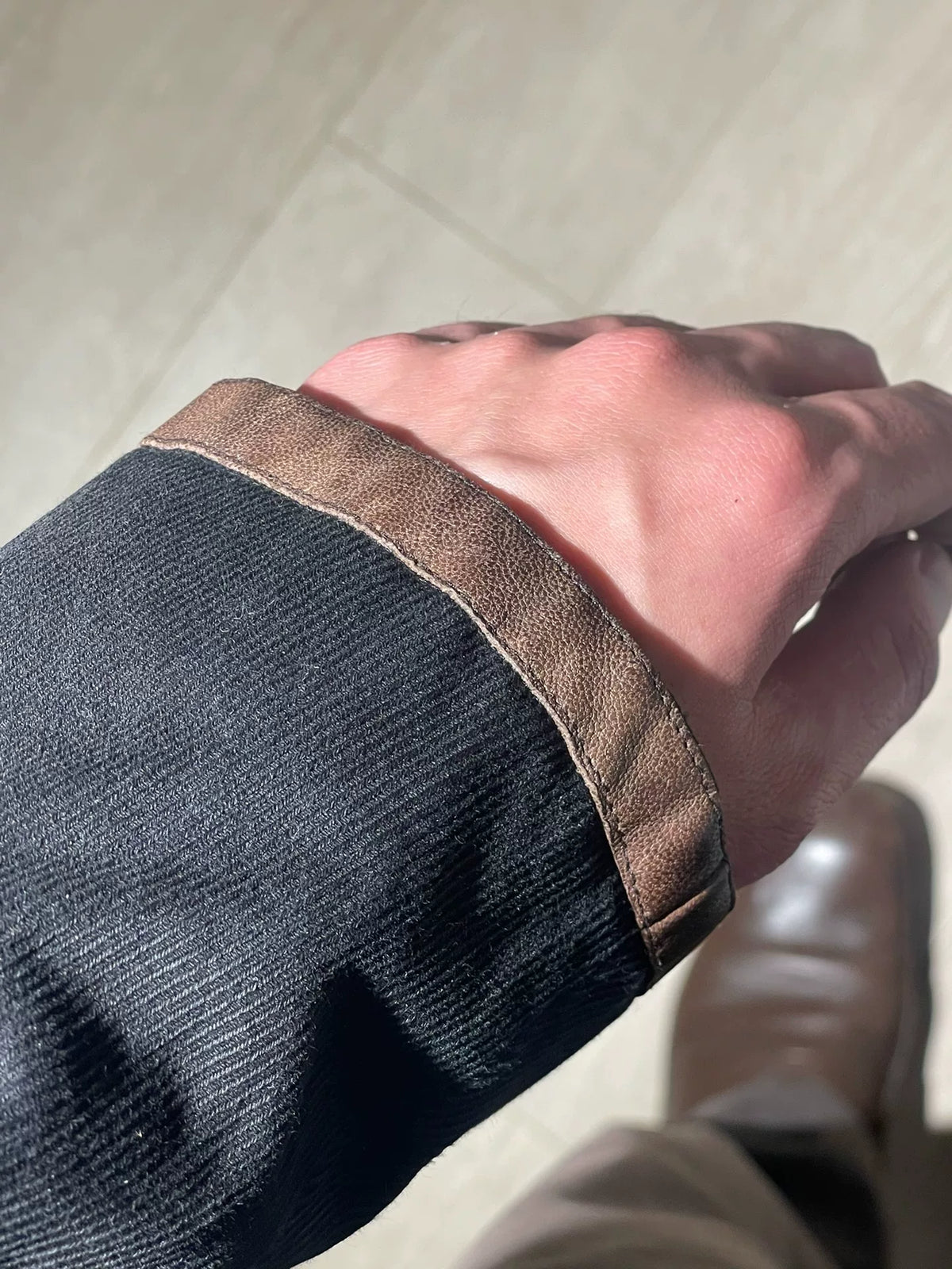 Dries Van Noten Leather Button Sleeve Patchwork Leather Blazer