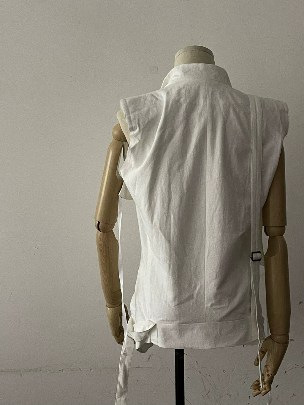 Ann Demeulemeester Deconstructed Shoulder Strap Cotton Wool Vest