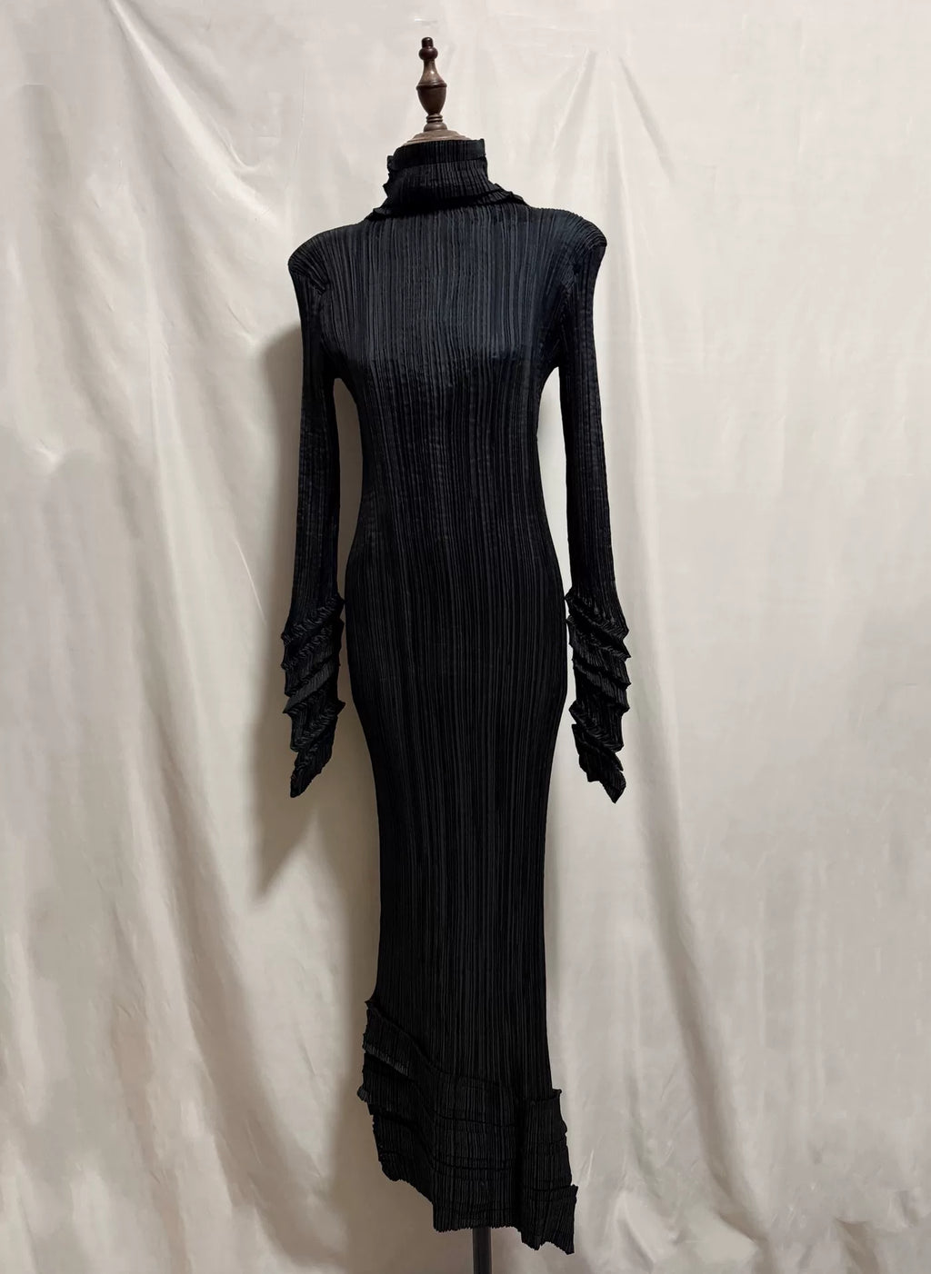 Issey Miyake Black Staircase Pleated Dress
