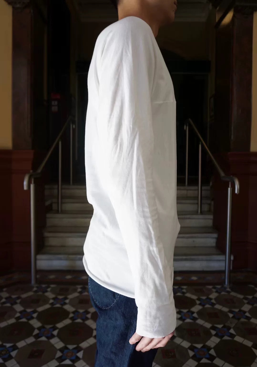 M.A+ AW18 White One Piece Cross Cut Cotton Tee