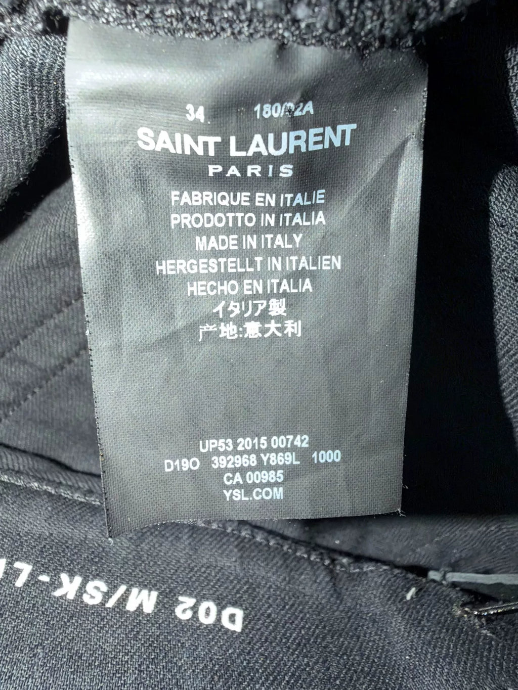 Saint Laurent Paris FW15 D02 Black Five-Zip Motorcycle Denim Jeans