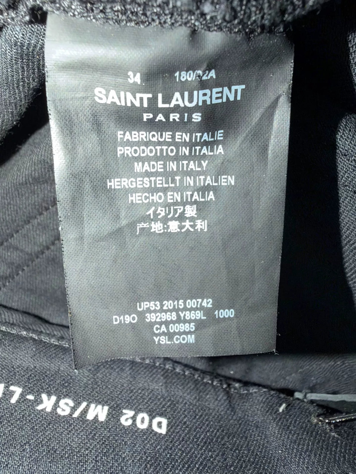 Saint Laurent Paris FW15 D02 Black Five-Zip Motorcycle Denim Jeans