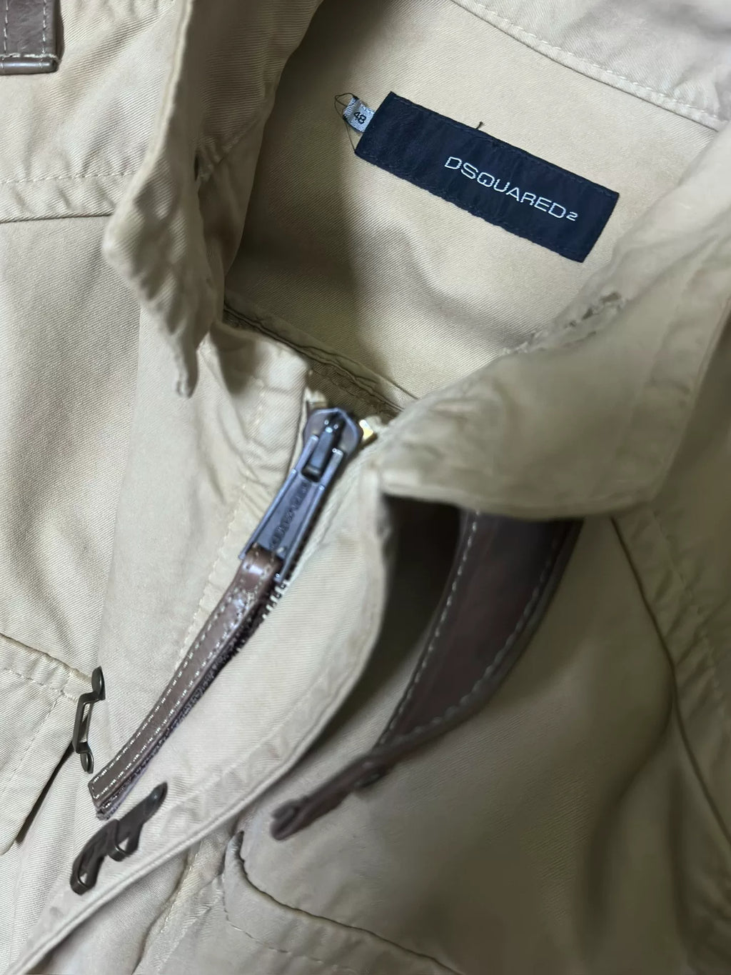 Dsquared2 Multi-Pocket Leather-Panel Hunting Jacket