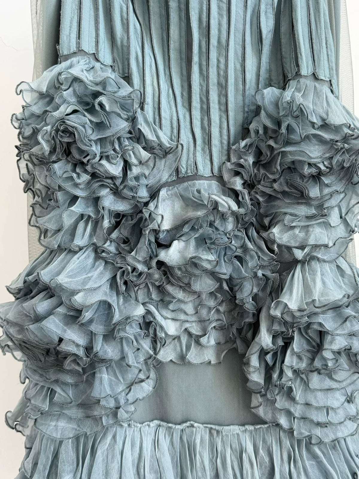 Dries van Noten Midi Gray Silk Skirt