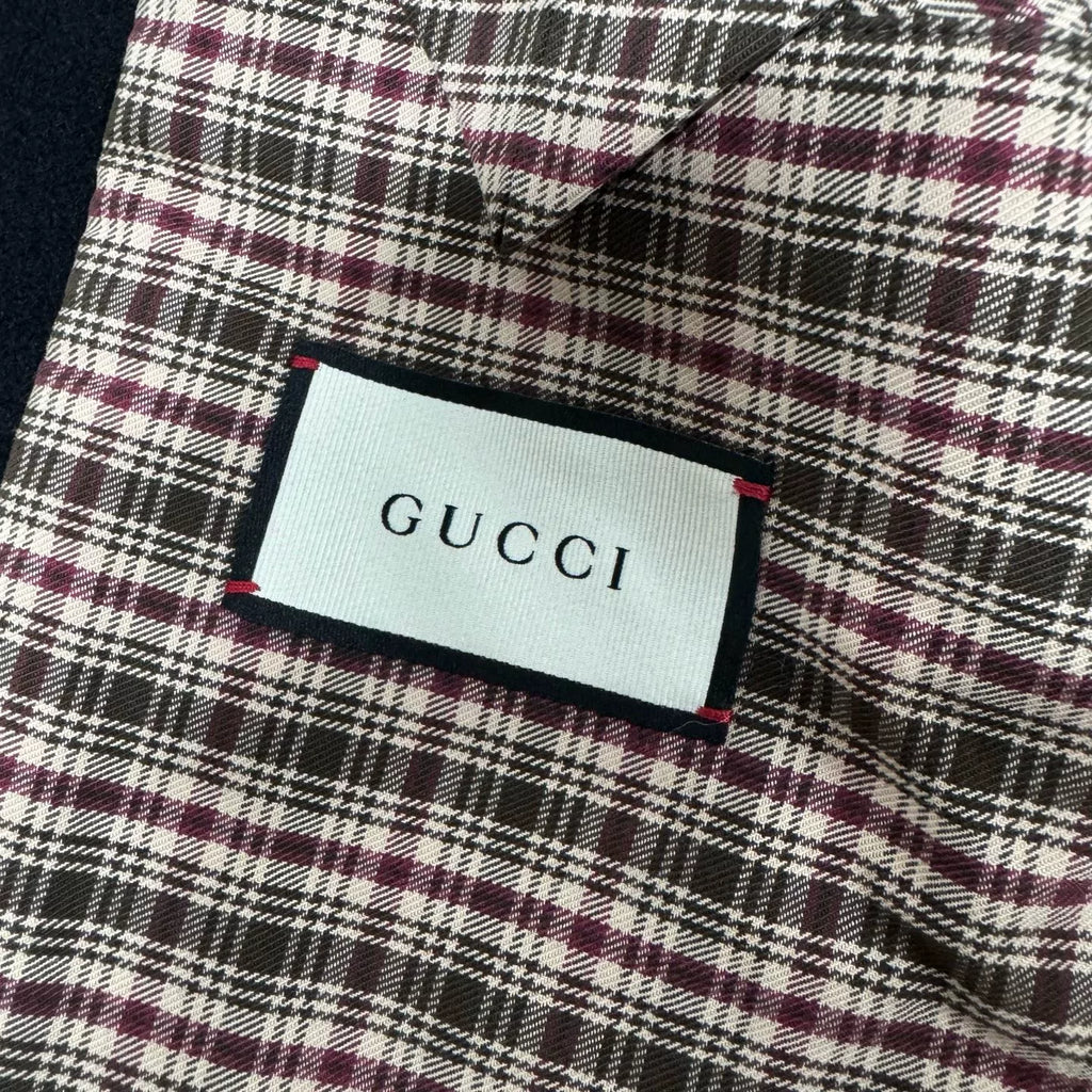 Gucci horsebit felt and leather baseball jacket