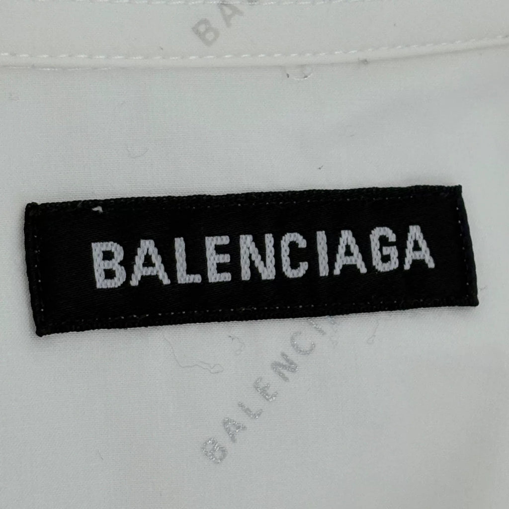Balenciaga All-Over Print Silver Logo Long Sleeve Shirt