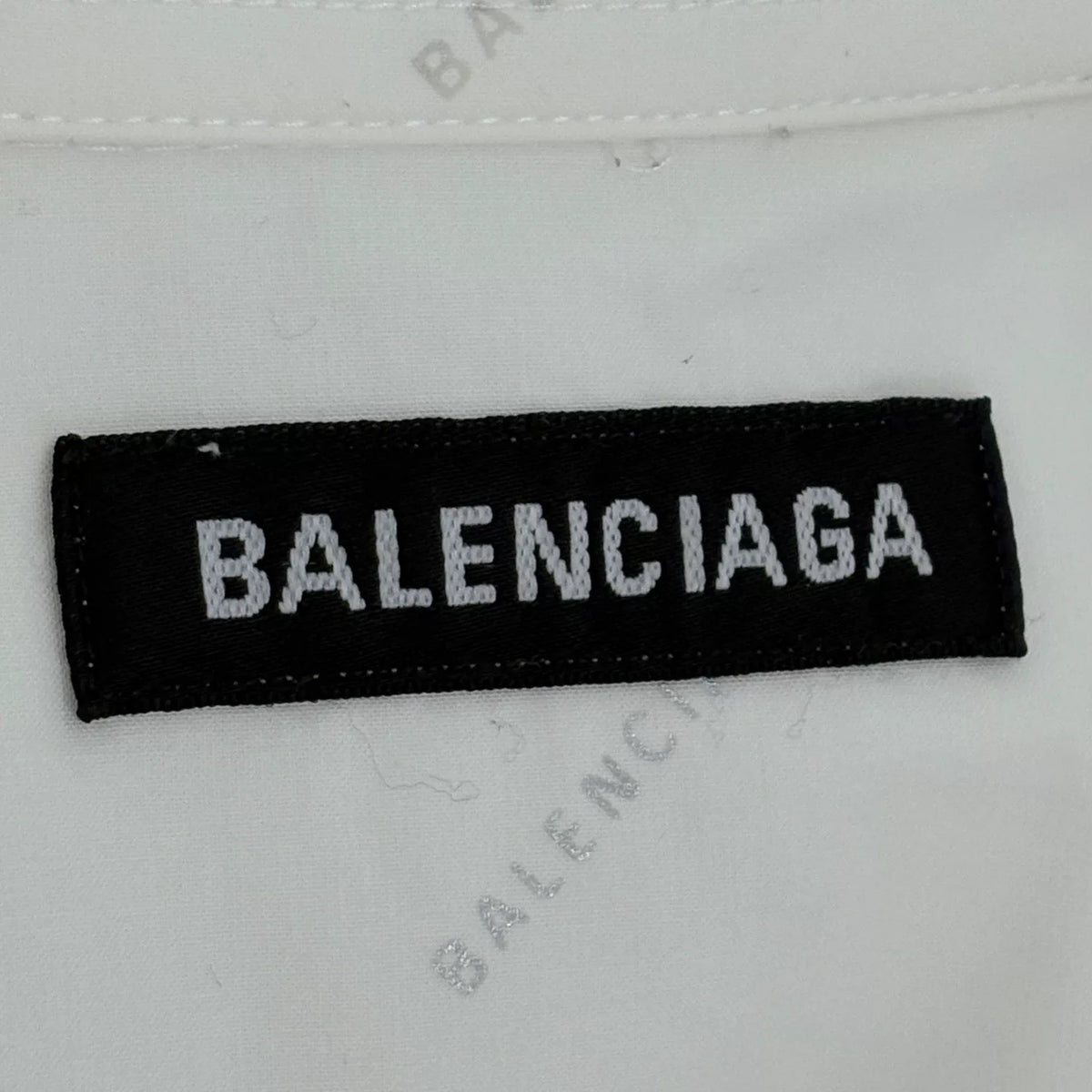 Balenciaga All-Over Print Silver Logo Long Sleeve Shirt