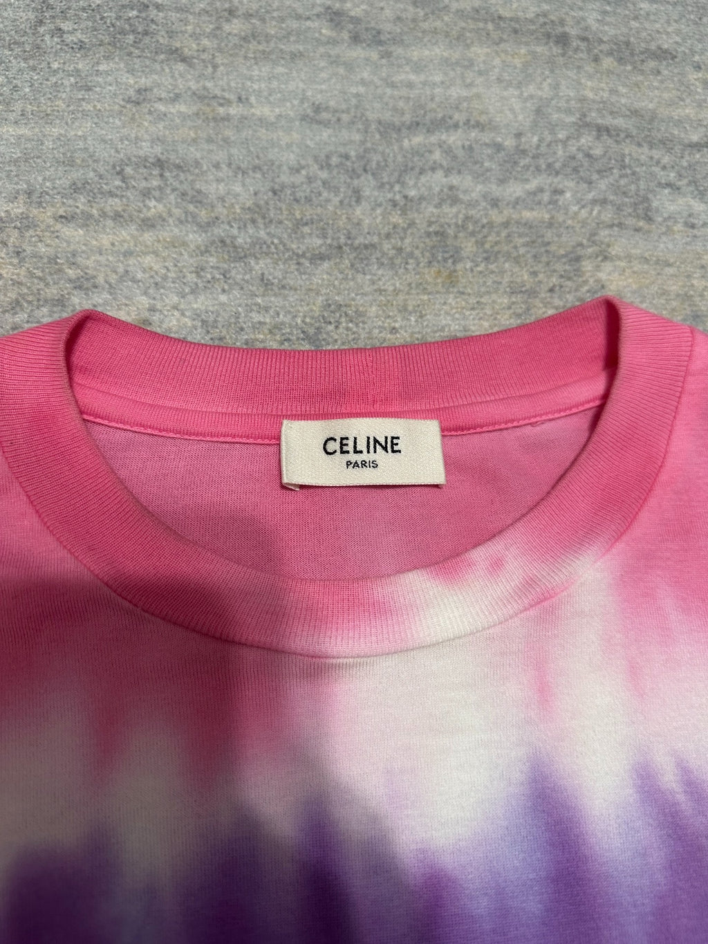 Celine 2016 Studded Tie-Dye Logo Short Sleeve Shirt by Hedi Slimane