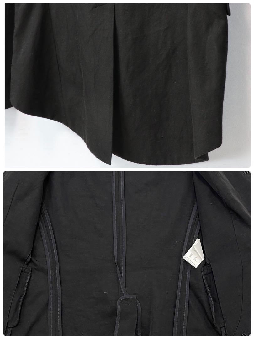 Yohji Yamamoto Black Collared Cupro Linen Jacket
