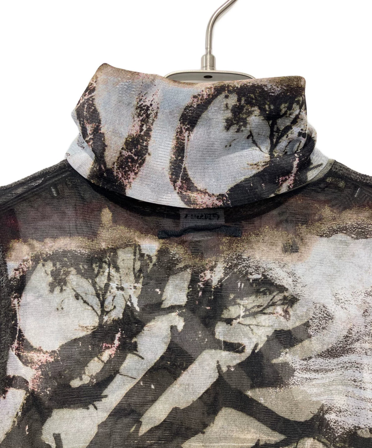 Jean Paul Gaultier Portrait Turtleneck Sleeveless Mesh Top