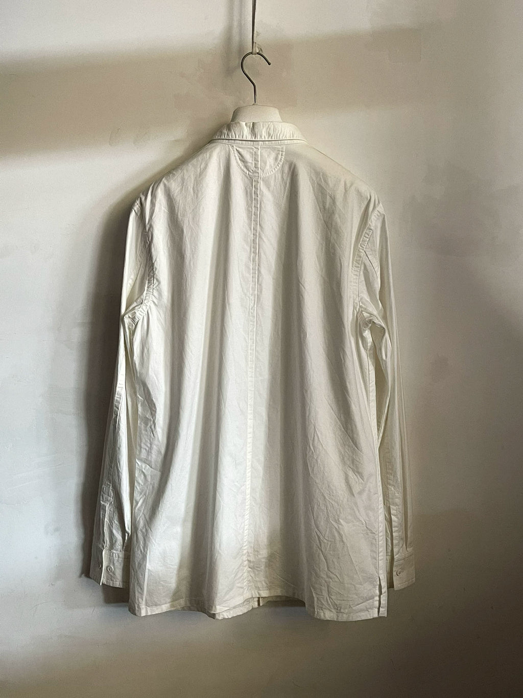 Helmut Lang Military-style asymmetrical collar chest protector white shirt