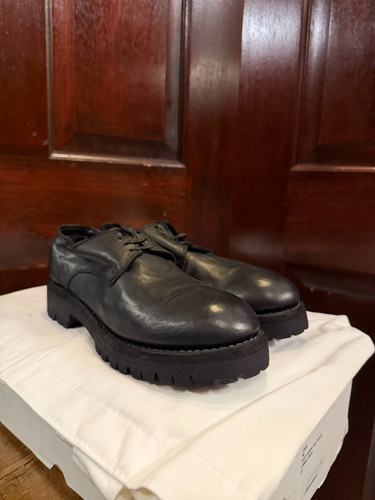 Guidi 792V Black Vibram Horsehide Derby Shoes