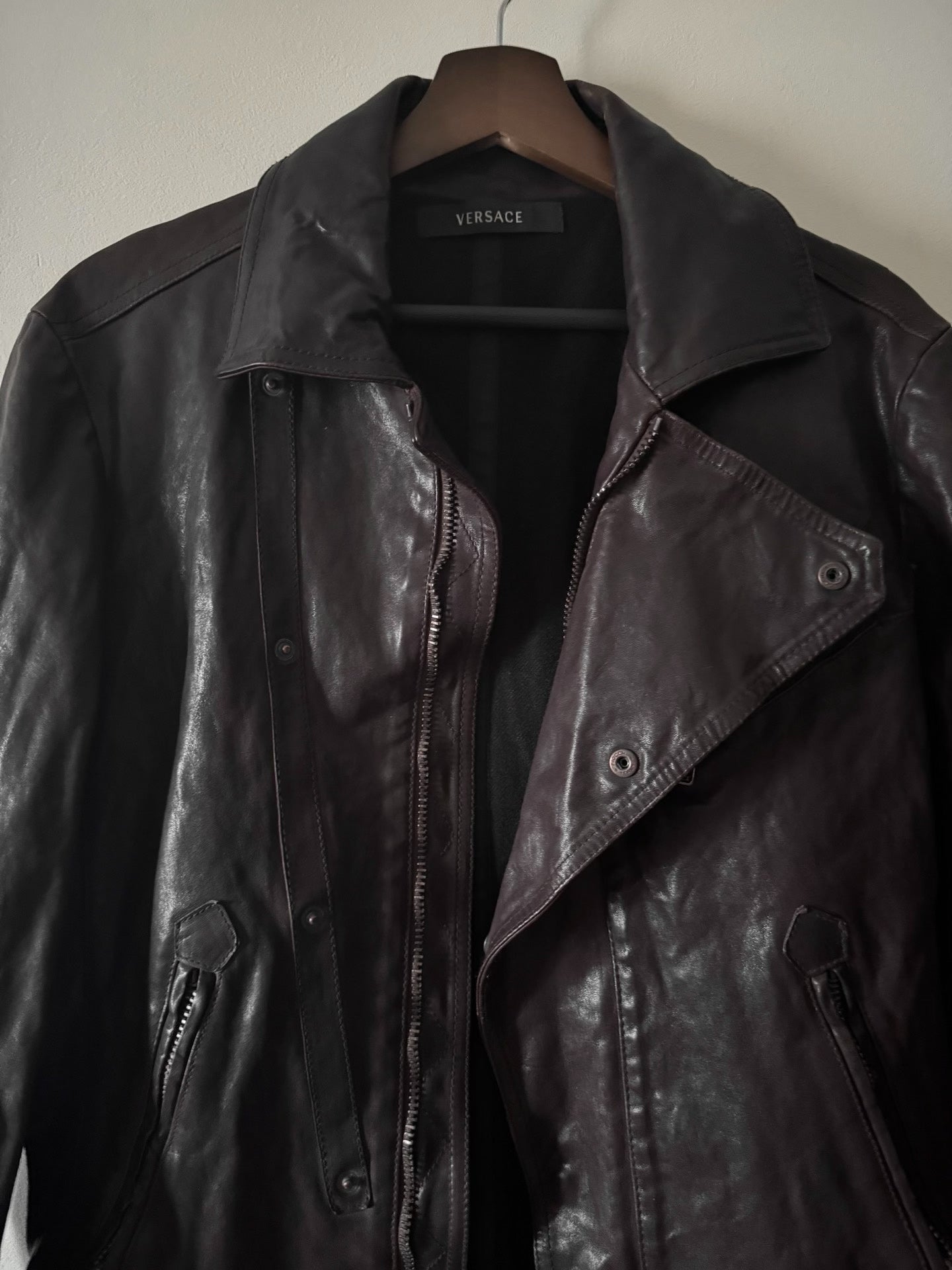 Versace 00s Multi Zip Leather Mainline Jacket