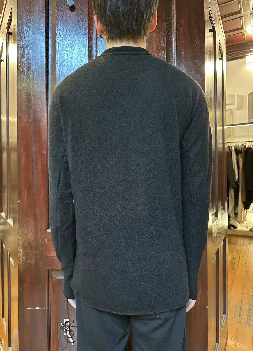 M.A+ FW24 Black Hand-Stitched Cross-Cut Cashmere Sweater