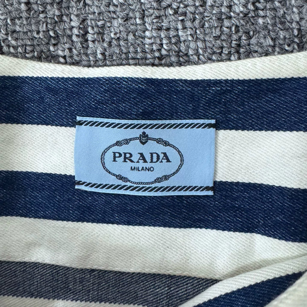 Prada Triangle Logo Striped Denim Skirt
