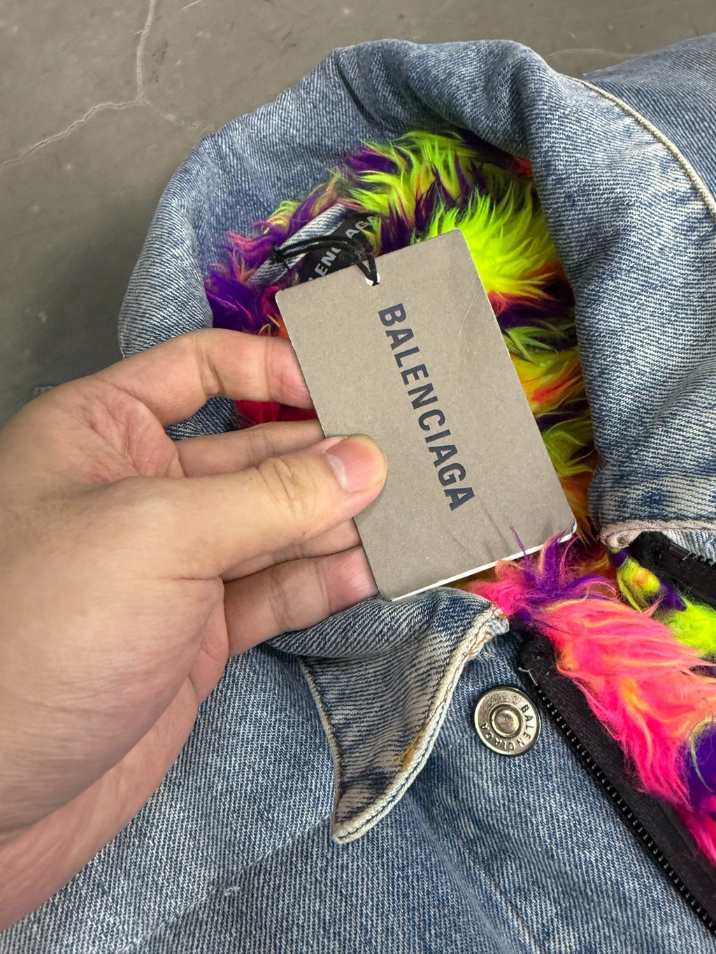Balenciaga Colorful Fur Denim Vest