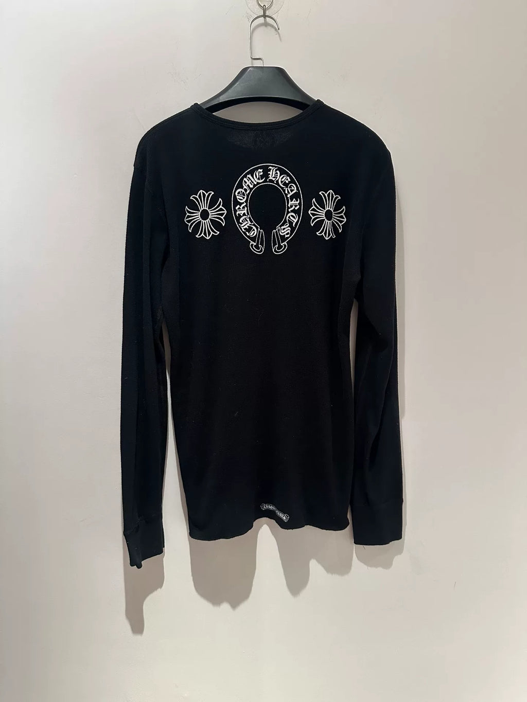 Chrome Hearts Horseshoe Cross Waffle Knit Long-Sleeve Shirt