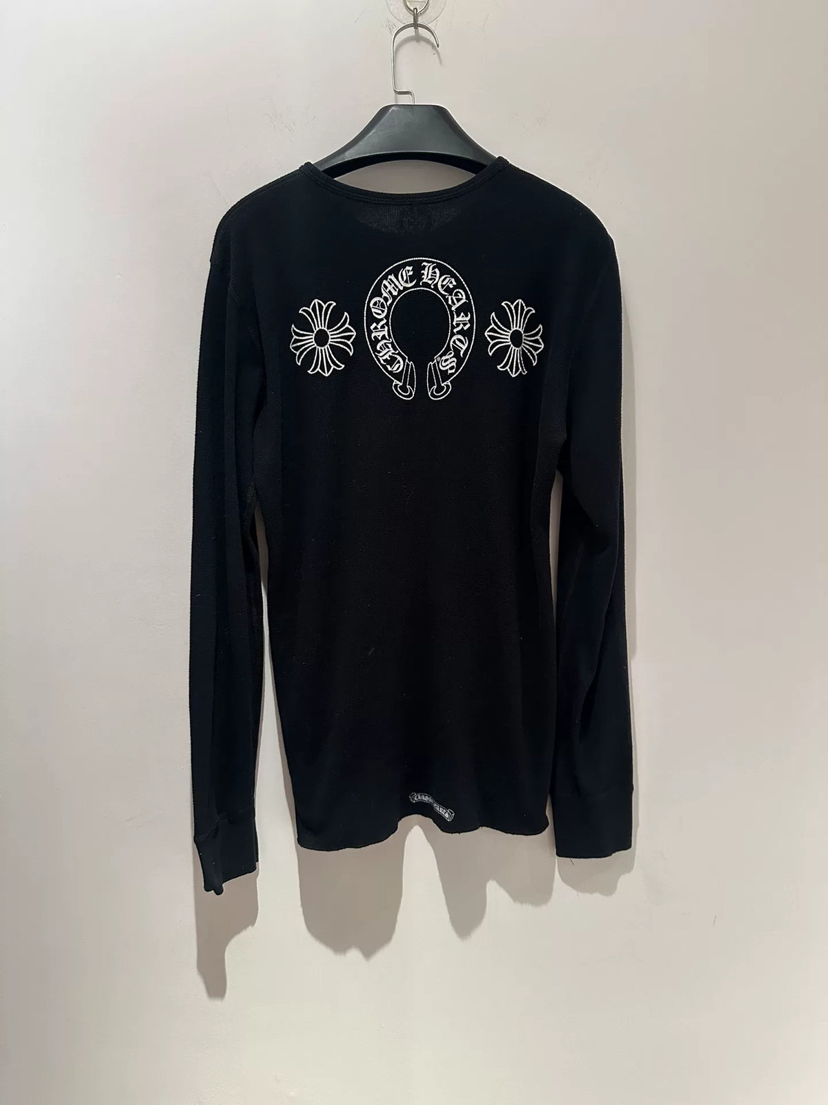 Chrome Hearts Horseshoe Cross Waffle Knit Long-Sleeve Shirt