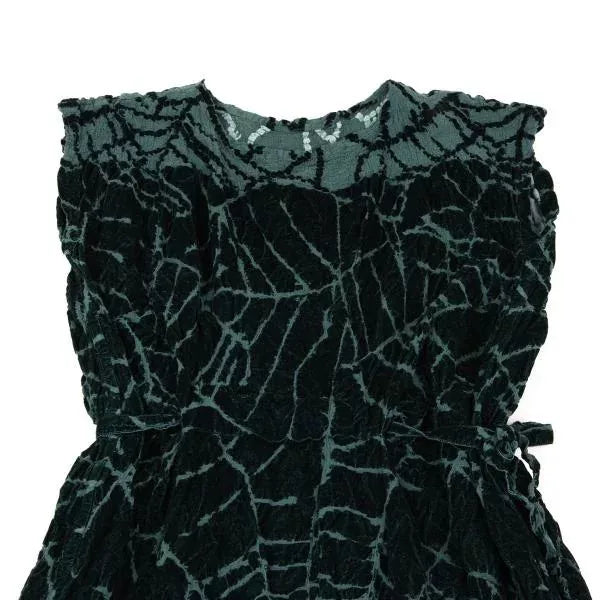 Issey Miyake Vintage Green Patterned Pleated Dress