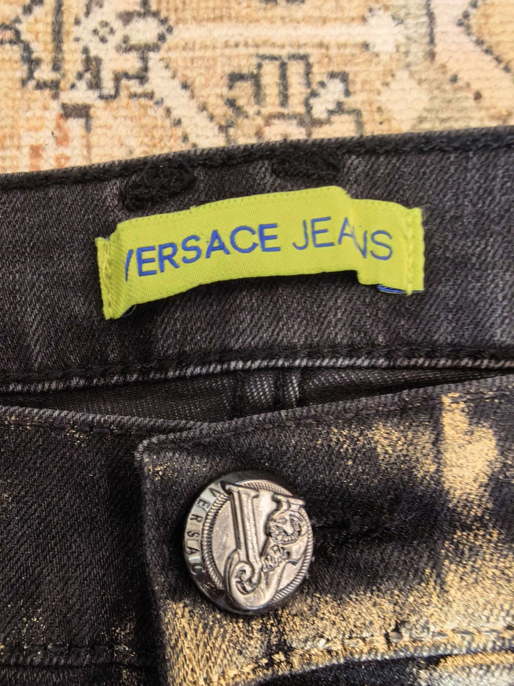 Versace Gold Waxed Jeans