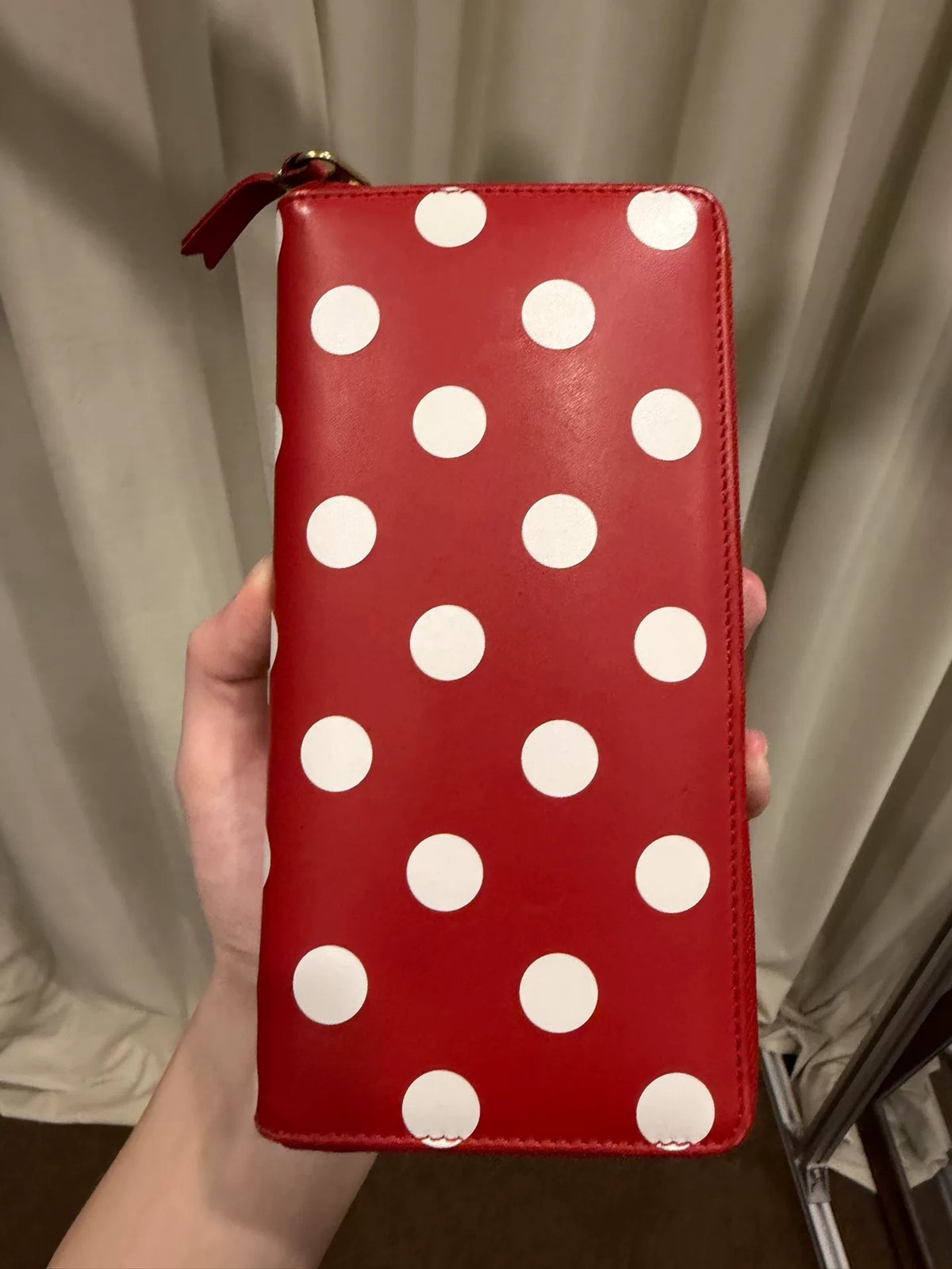 Comme des Garçons CDG red polka dot wallet