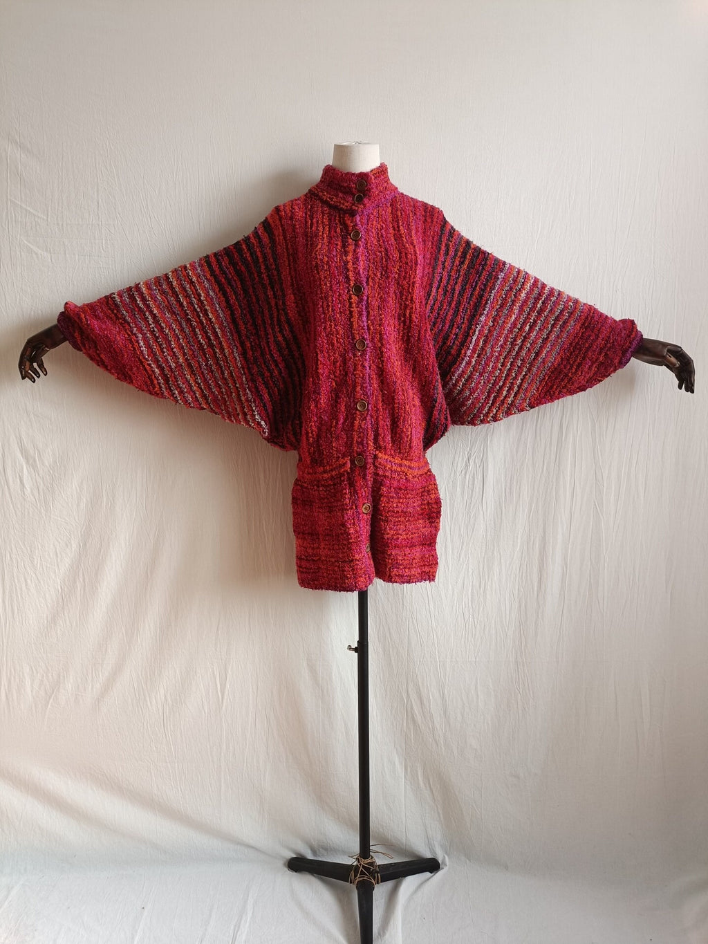 Issey Miyake 1970s Striped Knit Wool Wool Top