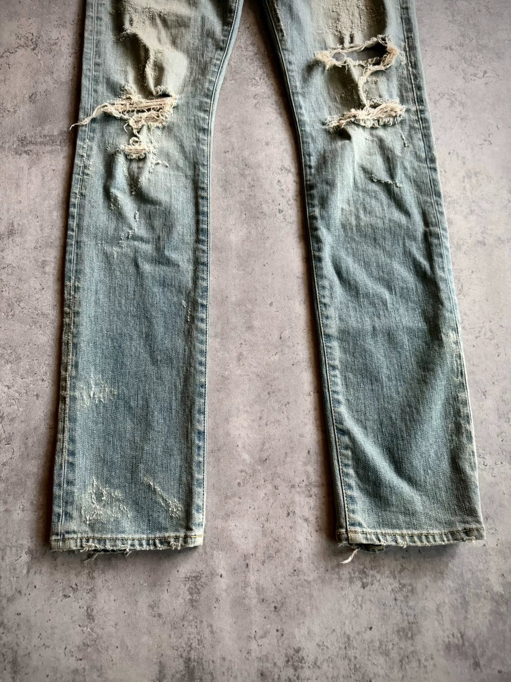 Saint Laurent Paris 14AW D02 Blue Distressed Denim Jeans by Hedi Slimane