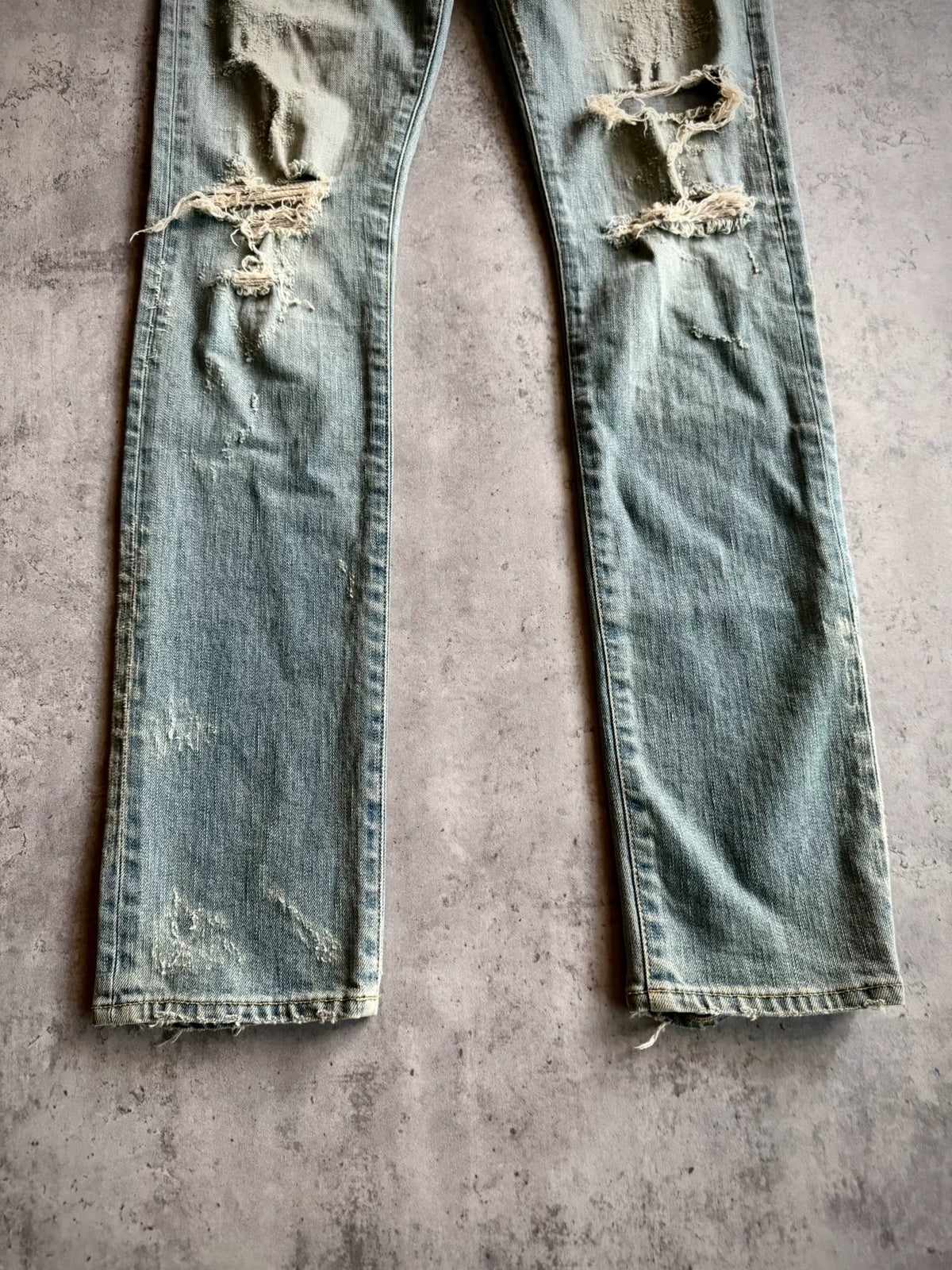 Saint Laurent Paris 14AW D02 Blue Distressed Denim Jeans by Hedi Slimane
