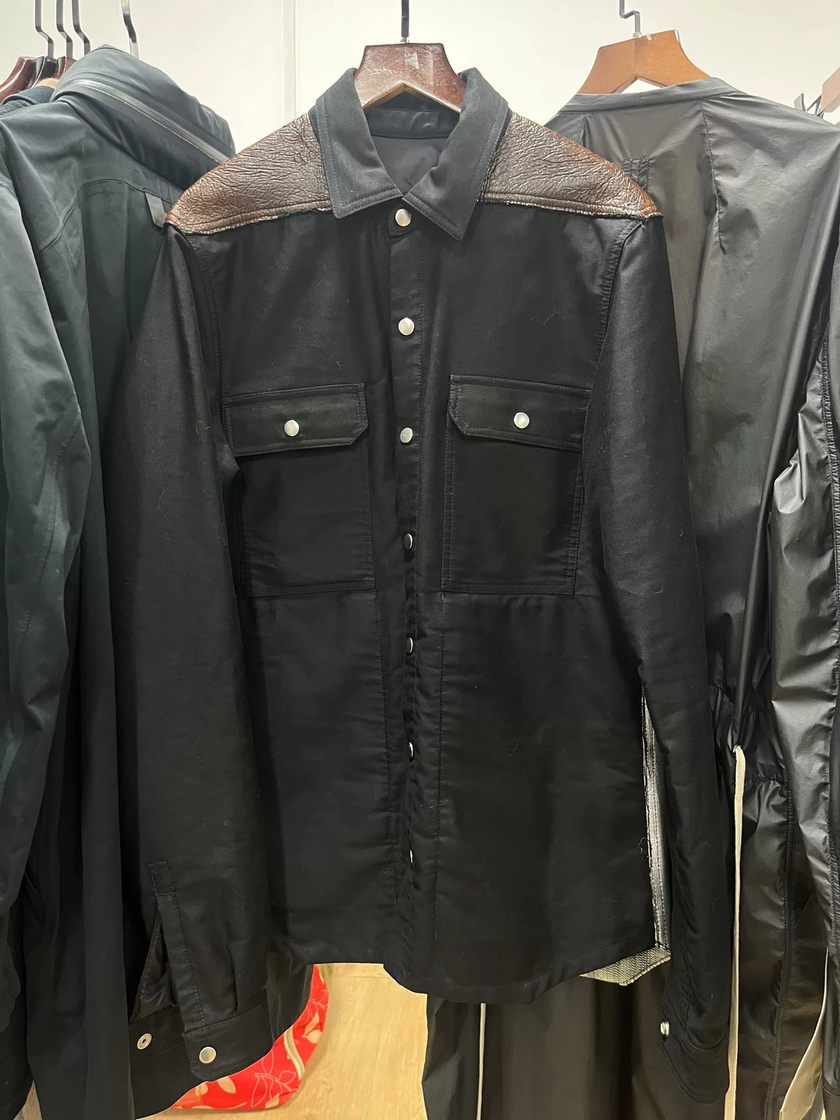 Rick Owens Buffalo Leather Patchwork Jacket
