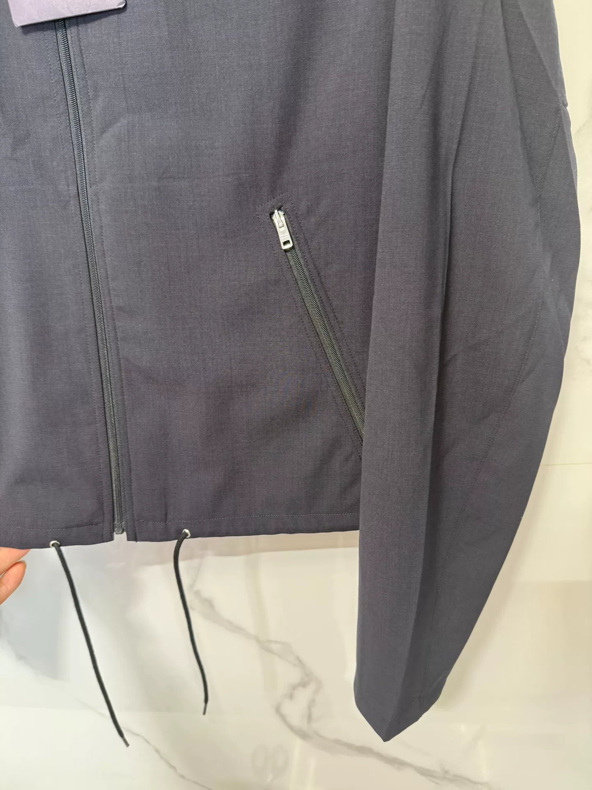 Prada FW25 Blue Wool Logo Collared Jacket
