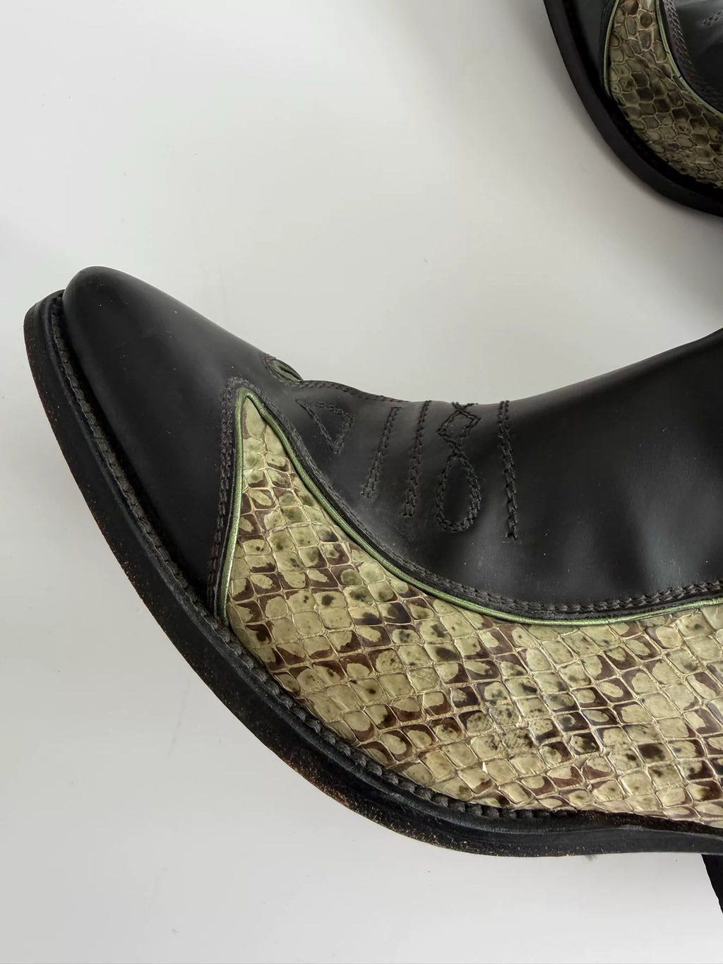 Prada SS99 Snake Patchwork Pointed-Toe Boots