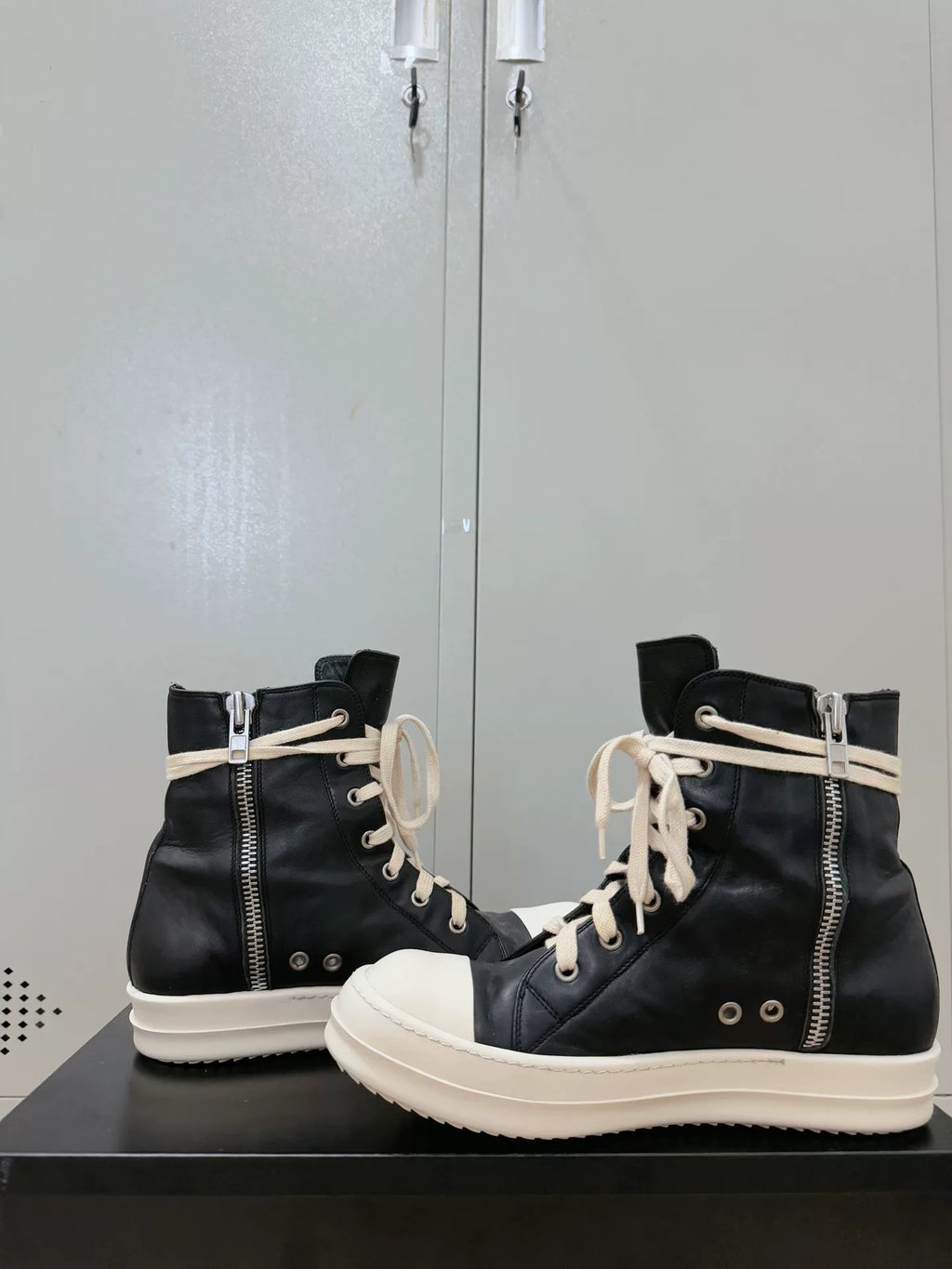 Rick Owens Black and White Tank Sole Large Converse Sneakers