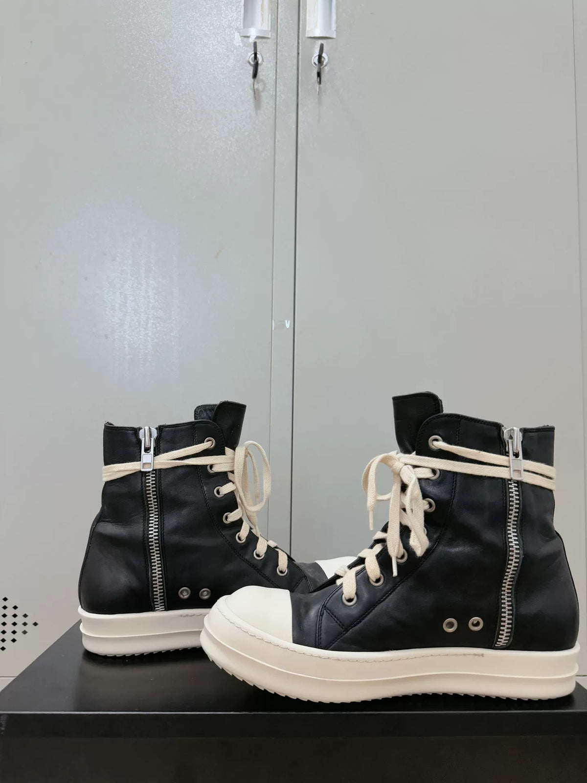 Rick Owens Black and White Tank Sole Large Converse Sneakers