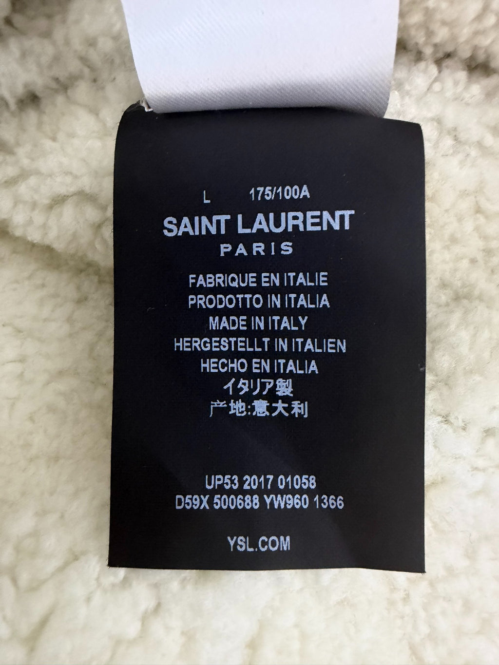 Saint Laurent SLP18SS Gray Washed Shearling Denim Jacket