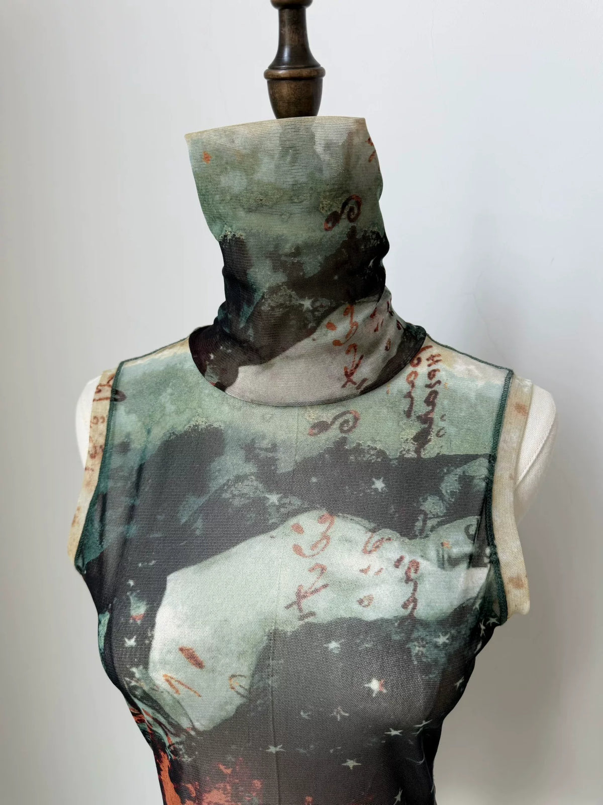 Jean Paul Gaultier Vintage Mesh Portrait Sleeveless Top