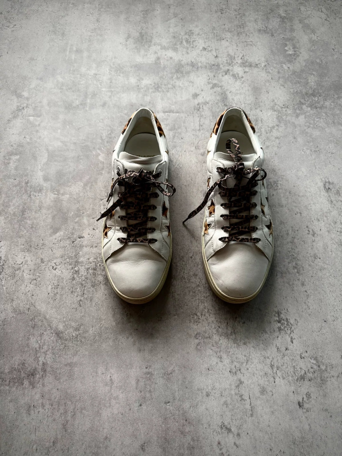 Saint Laurent Paris Leopard Star Pony-Hair Star Sneakers