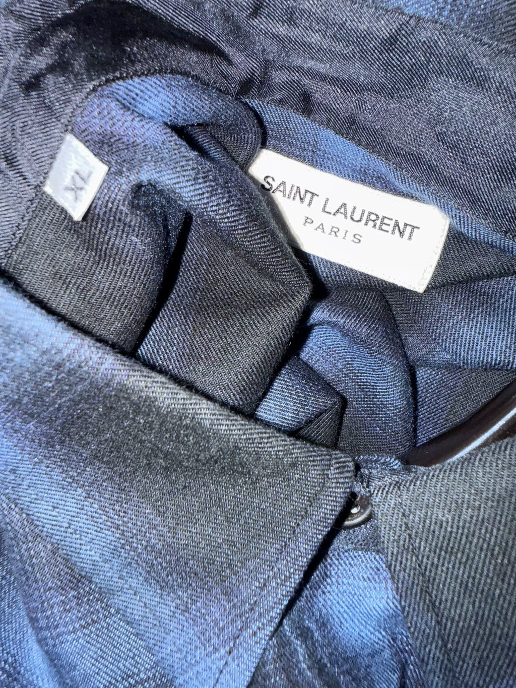 Saint Laurent Paris 13AW Blue Plaid Shirt by Hedi Slimane