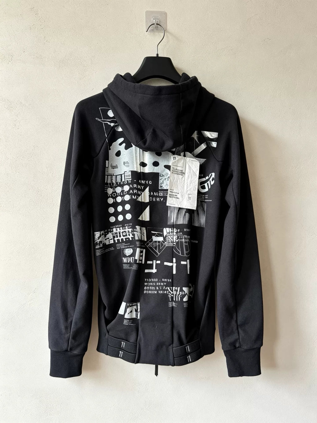 Boris Bidjan Saberi Z2F Dark Vanguard Print Hooded Zip-Up Sweatshirt Jacket