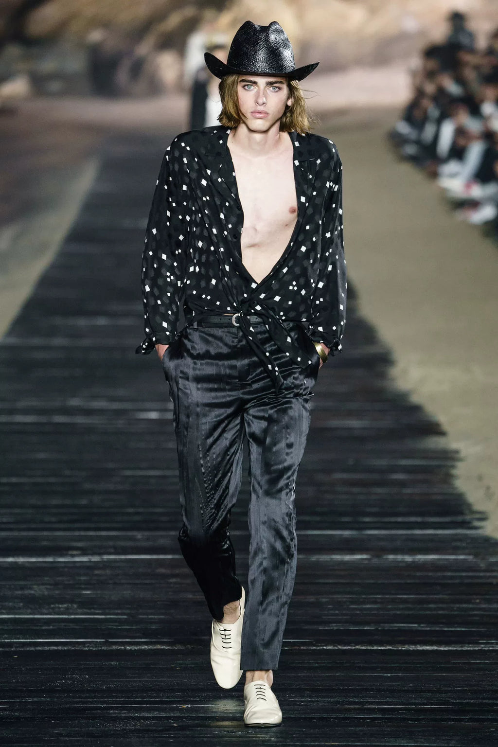 Saint Laurent SS20 Confetti Square Dot Viscose Shirt