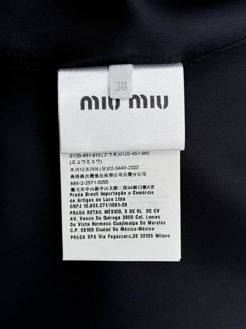 MiuMiu logo Blue White Feather Letter Patch Single-Breasted Jacket