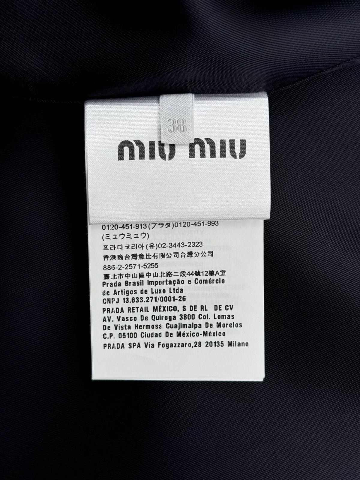 MiuMiu logo Blue White Feather Letter Patch Single-Breasted Jacket