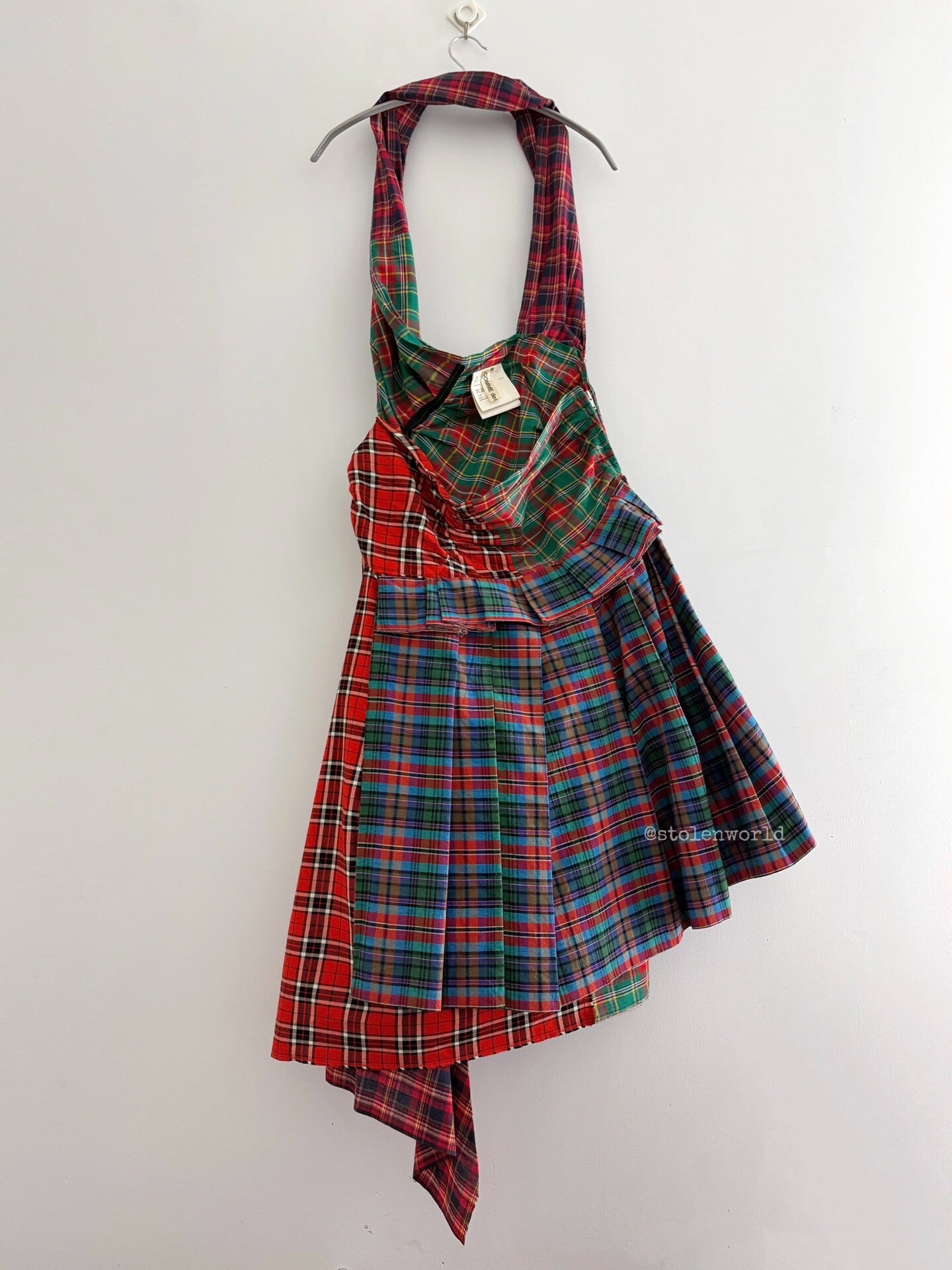 Comme Des Garcons Pleated Plaid Pinafore Dress - Devines