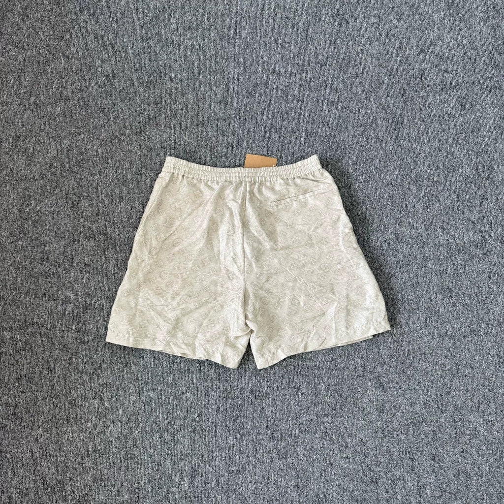 Louis Vuitton White All-Over Logo Print Drawstring Shorts