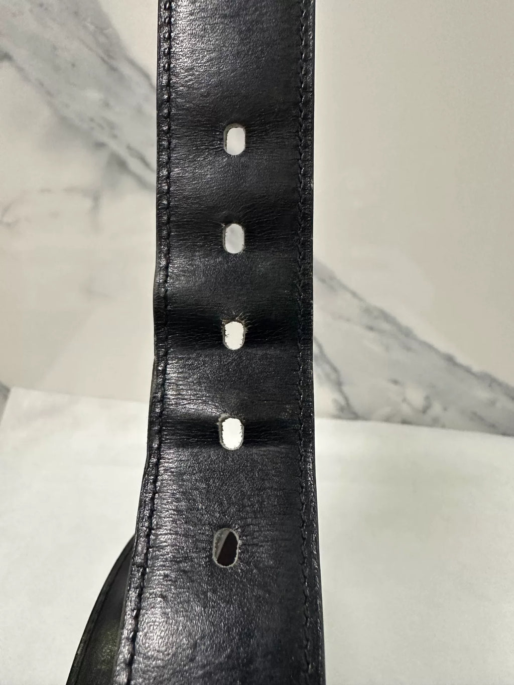 Hermes Black H-Buckle Leather Belt
