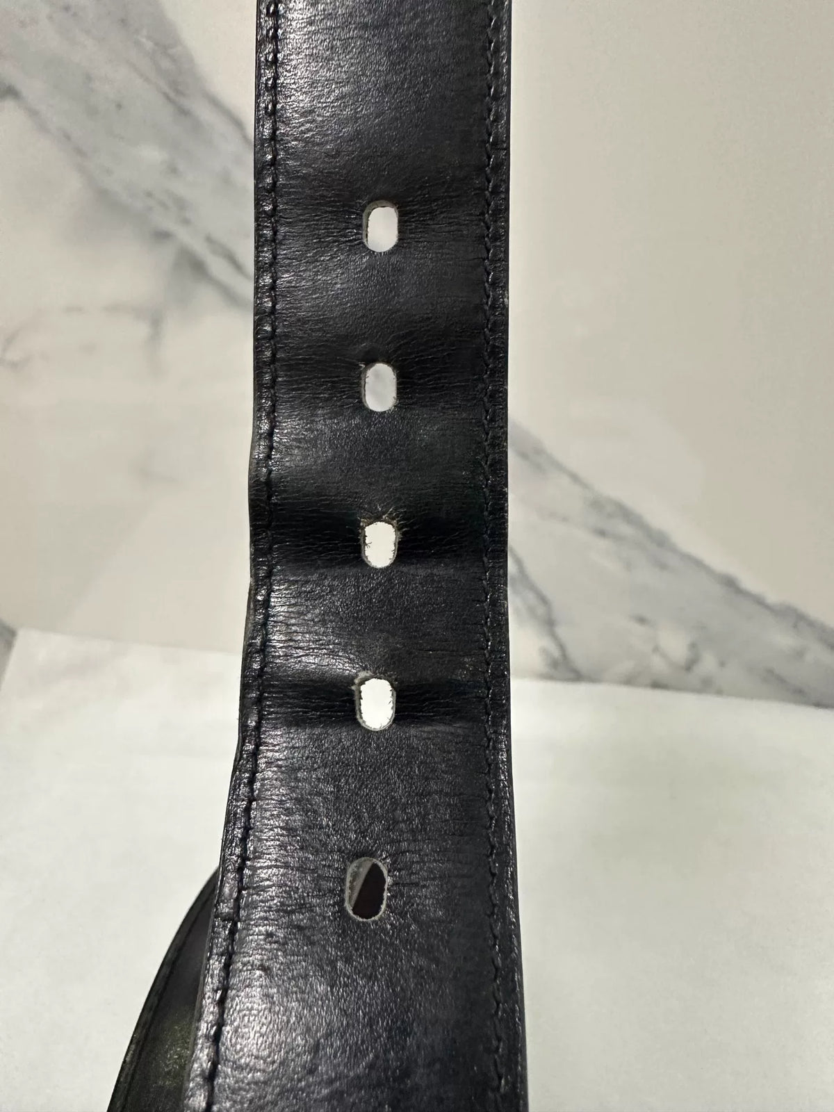 Hermes Black H-Buckle Leather Belt