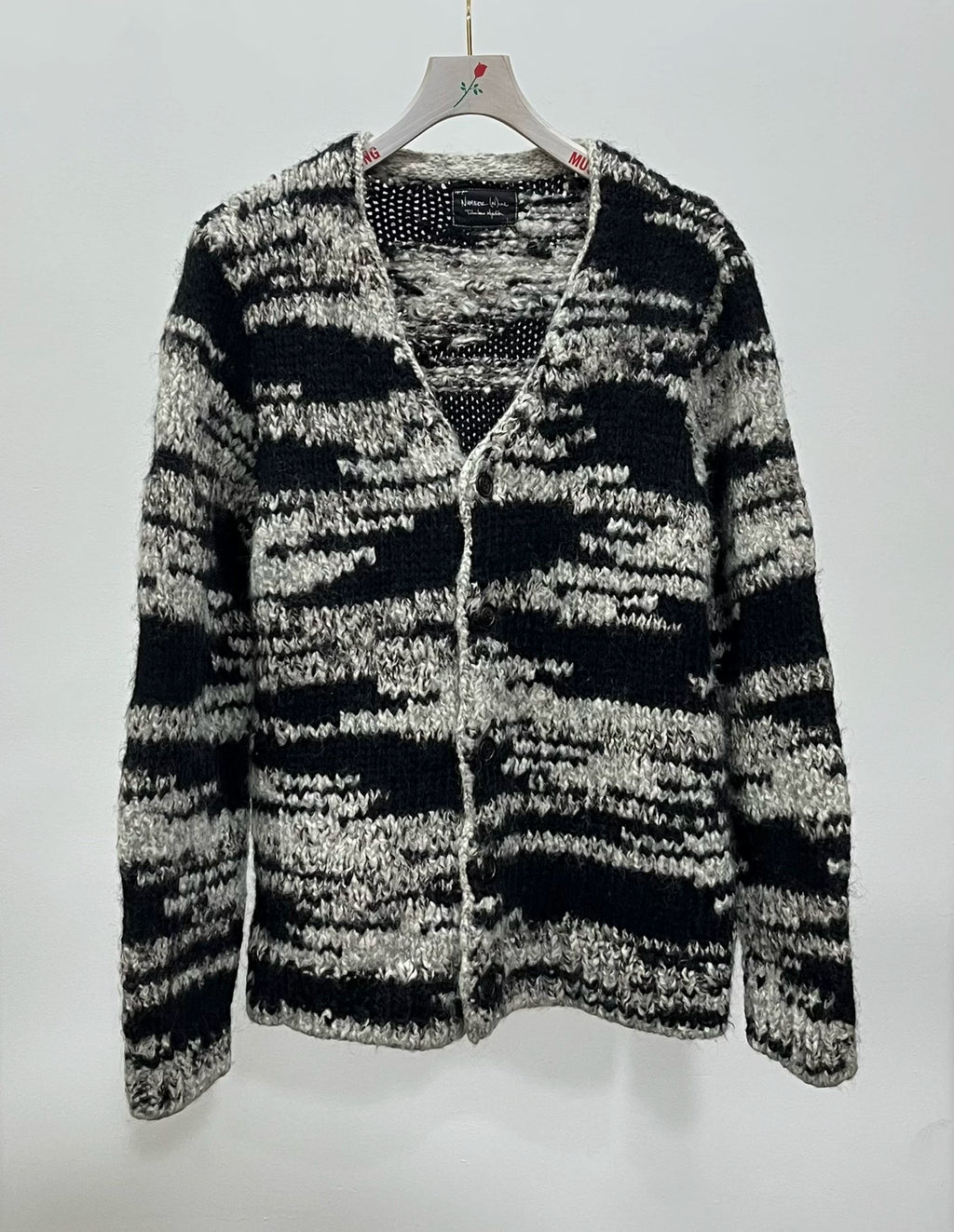 Number (n)ine "Give Peace A Chance" 04AW Wool Knit Black Cardigan